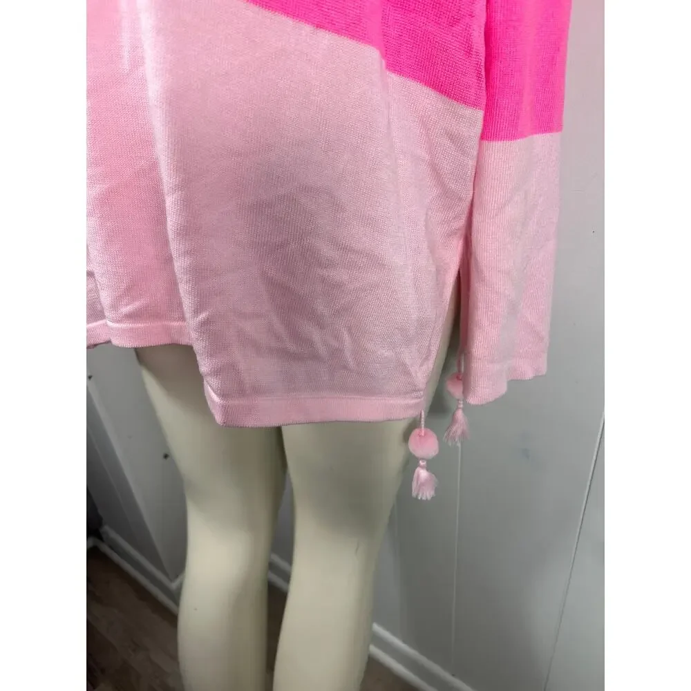Lilly Pulitzer NWT Women's Westwood TricolorCoolmax Sweater Pink/White Size XL